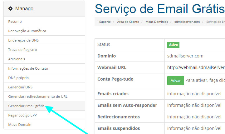 gerenciar email dominio